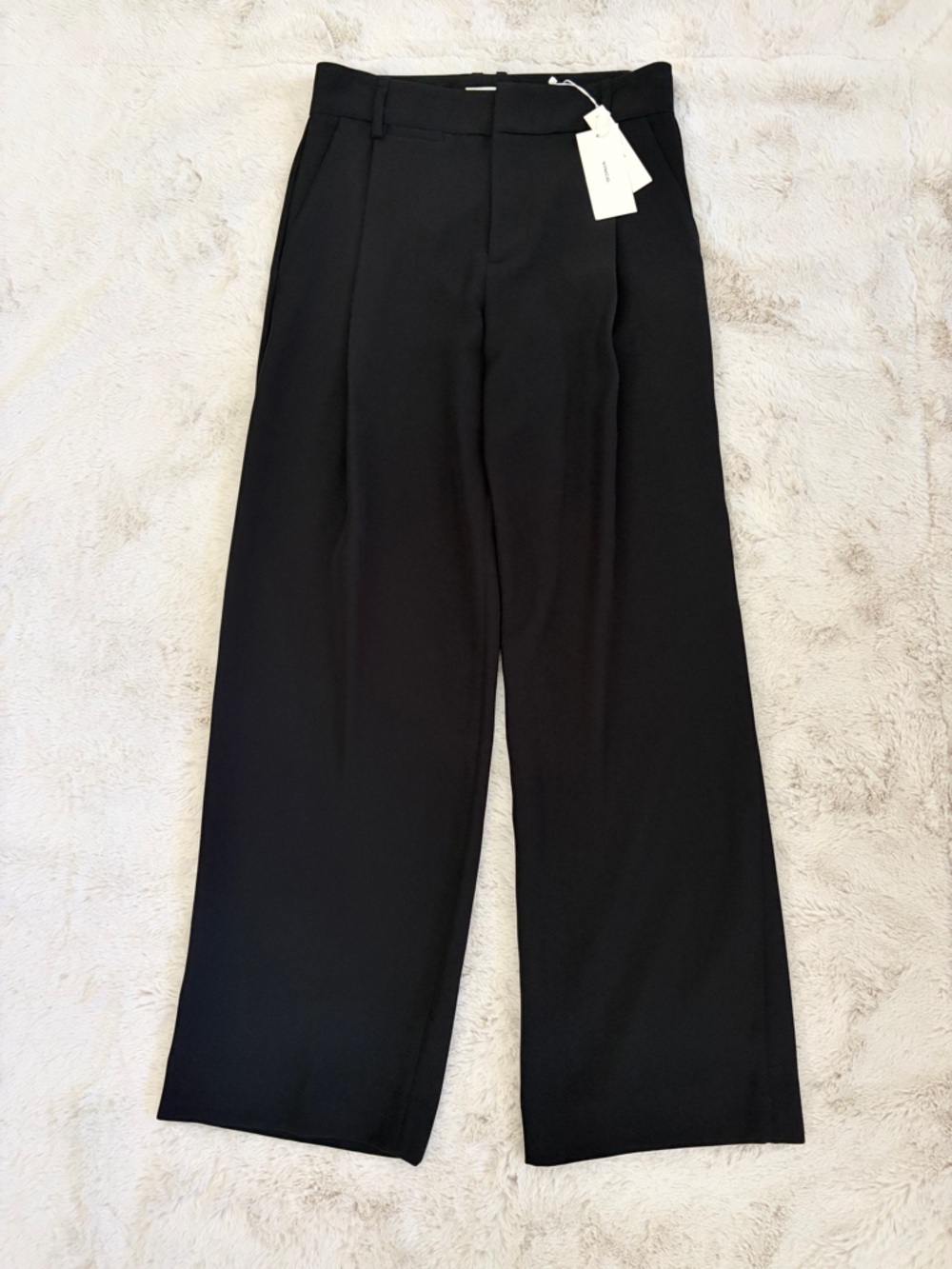 NWT Vince Black Wide Leg Tailored Trouser Pants Size 4 Minimalist Career